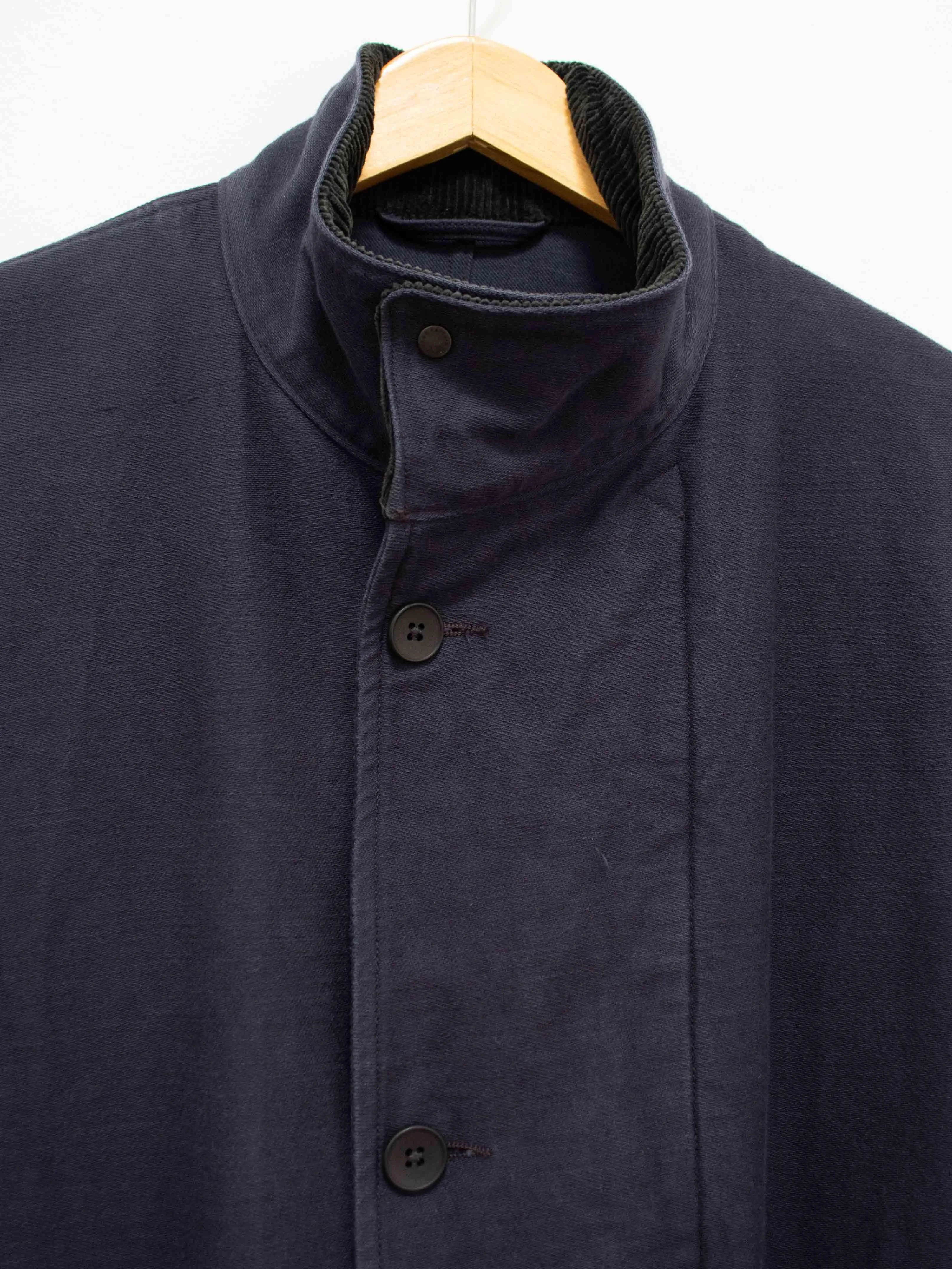 Stand Collar Coat - Navy