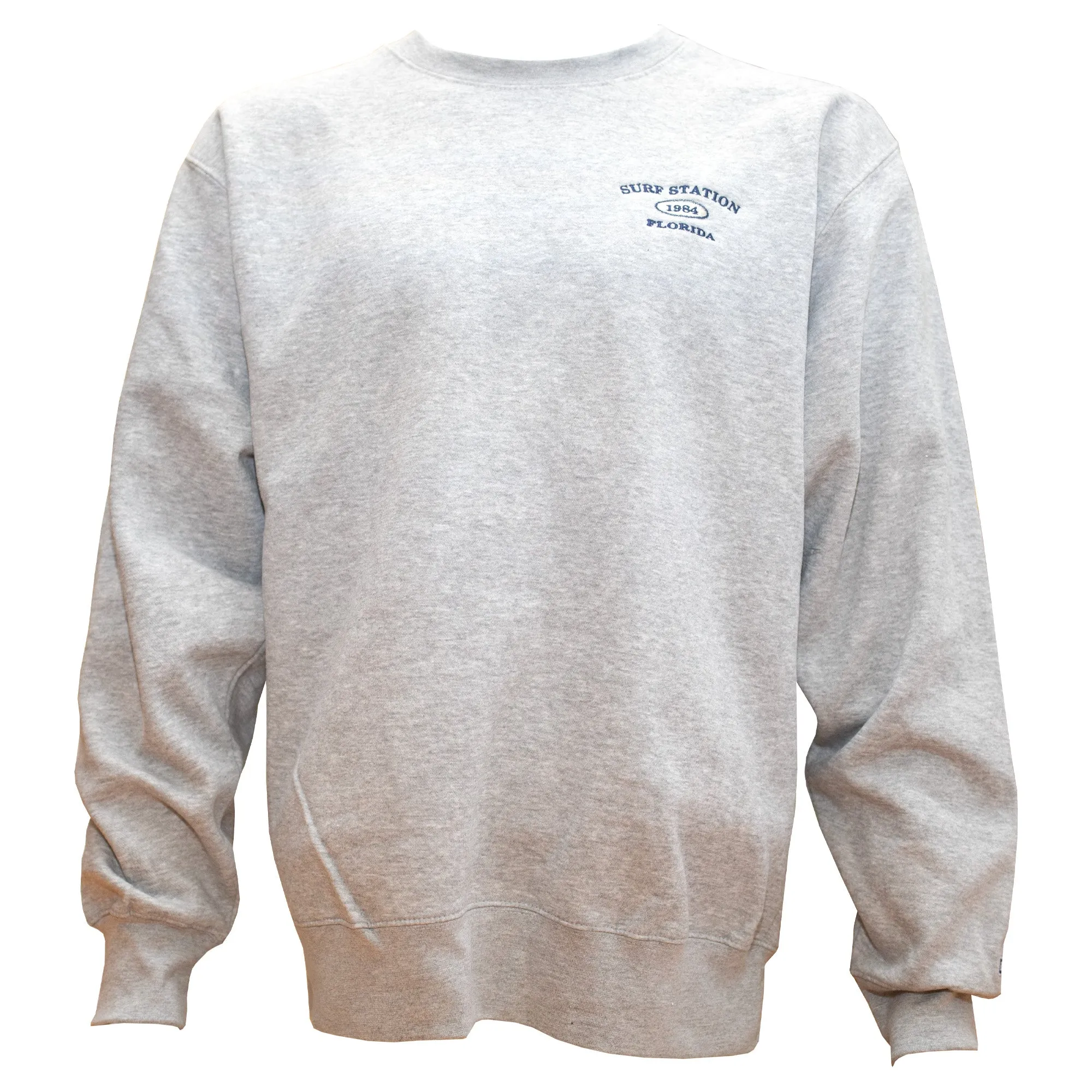 Surf Station Varsity Crewneck Men's L/S Sweater - Heather Grey