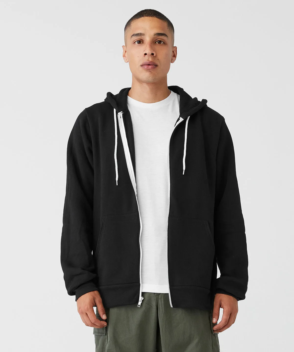 Unisex polycotton fleece full-zip hoodie | DTG Black