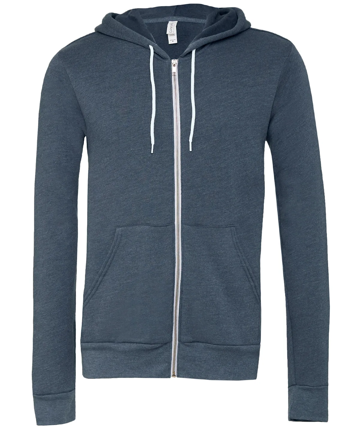 Unisex polycotton fleece full-zip hoodie | Heather Navy