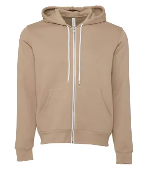 Unisex polycotton fleece full-zip hoodie | Tan