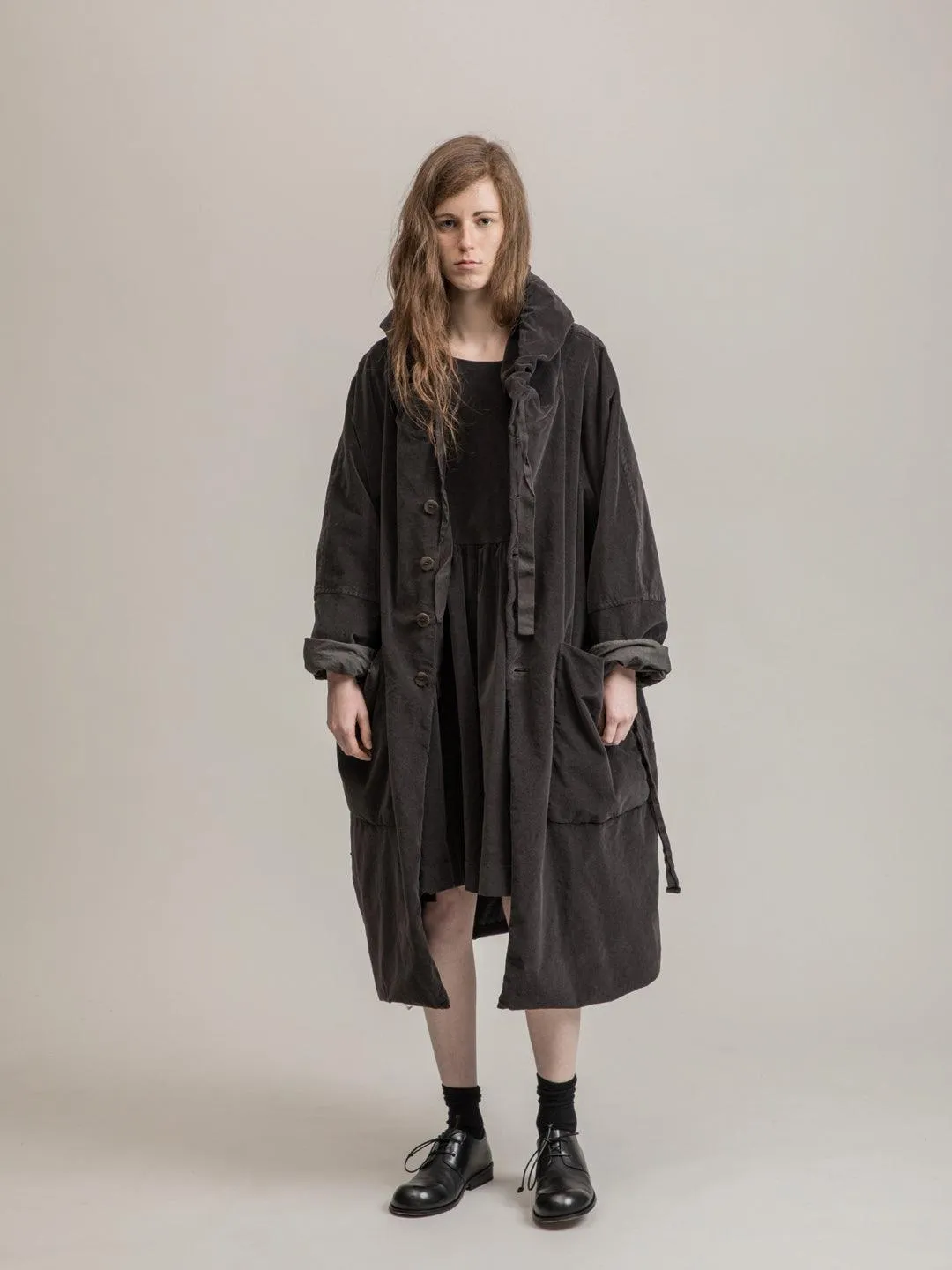 Velvet Hooded Coat - Marron Glace