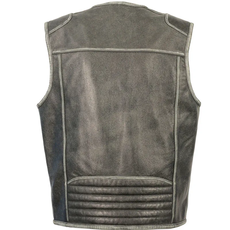 VINTAGE DISTRESSED ZIPPER FRONT VEST