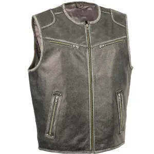 VINTAGE DISTRESSED ZIPPER FRONT VEST