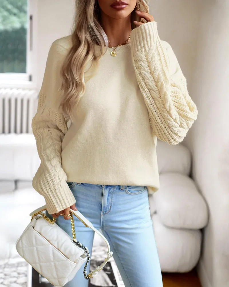 Zeagoo Womens 2023 Fall Sweaters Cute Cable Knit Crewneck Chunky Cozy Long Sleeve Warm Soft Pullover Sweater Tops